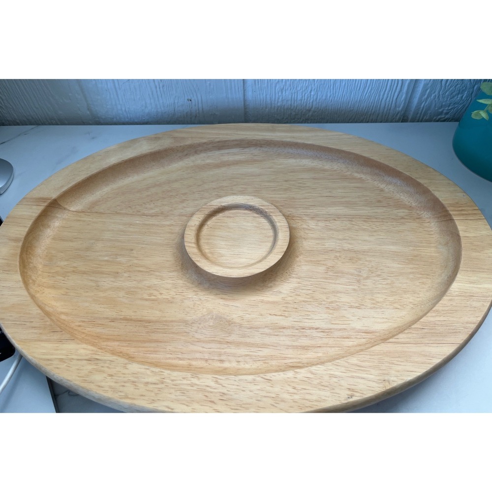 Hoffritz Wood Serving Tray Oval Center Dish For Dip Or‎ Condiments